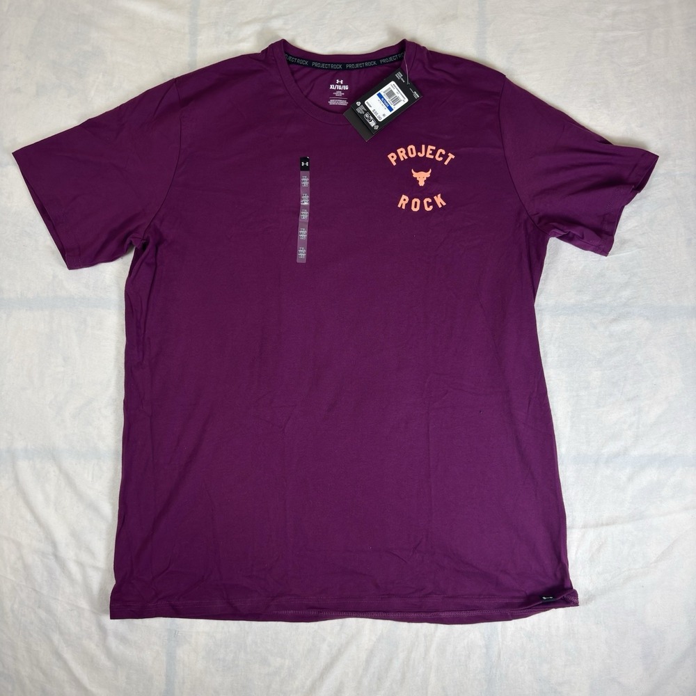 Under Armour Project Rock T-Shirt Mens XL‎ Purple Short Sleeve Graphic Gym Tee